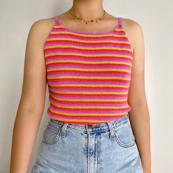 striped knitted tank top size L - Picture 4 of 4
